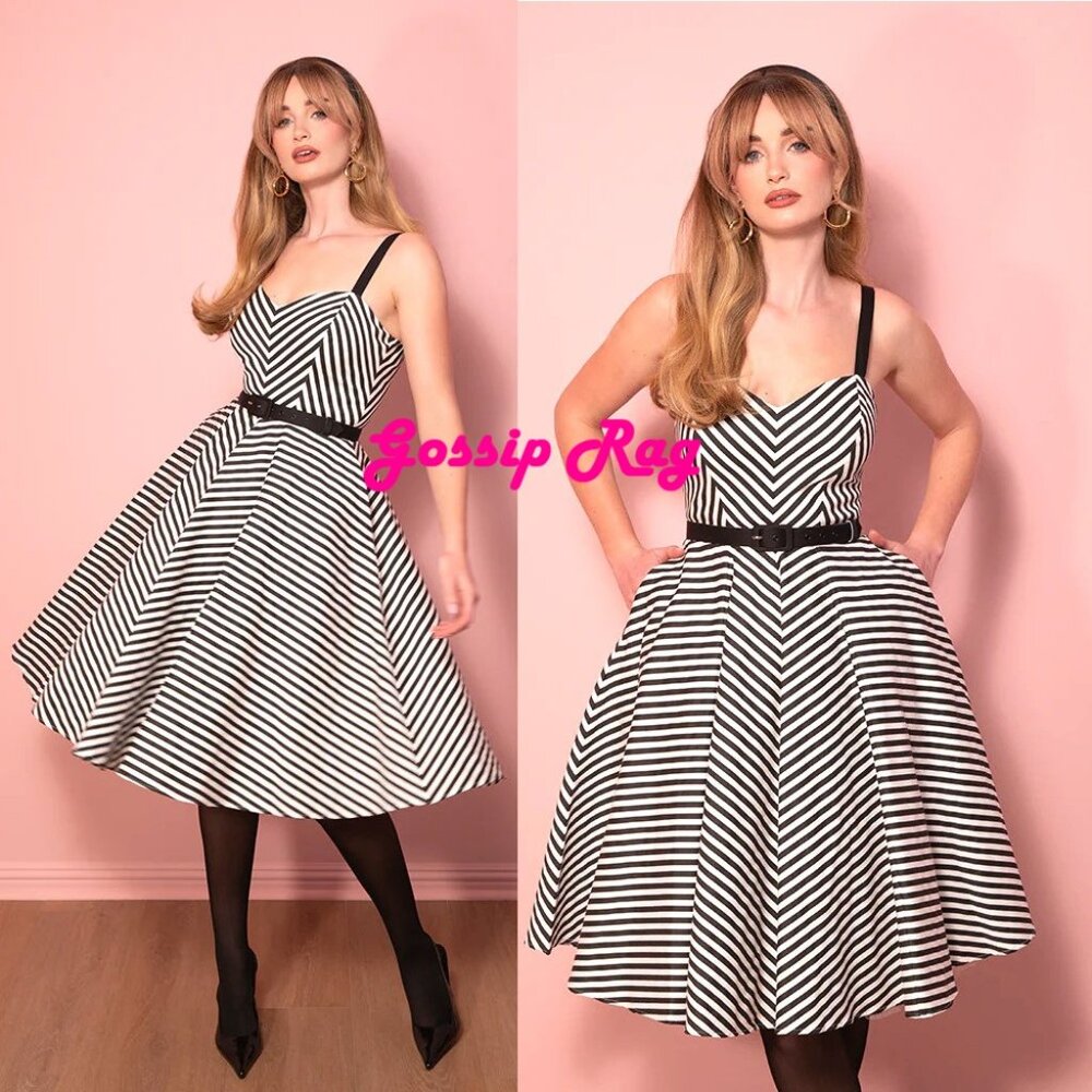 vixen micheline pitt black white dollface swing dress size medium